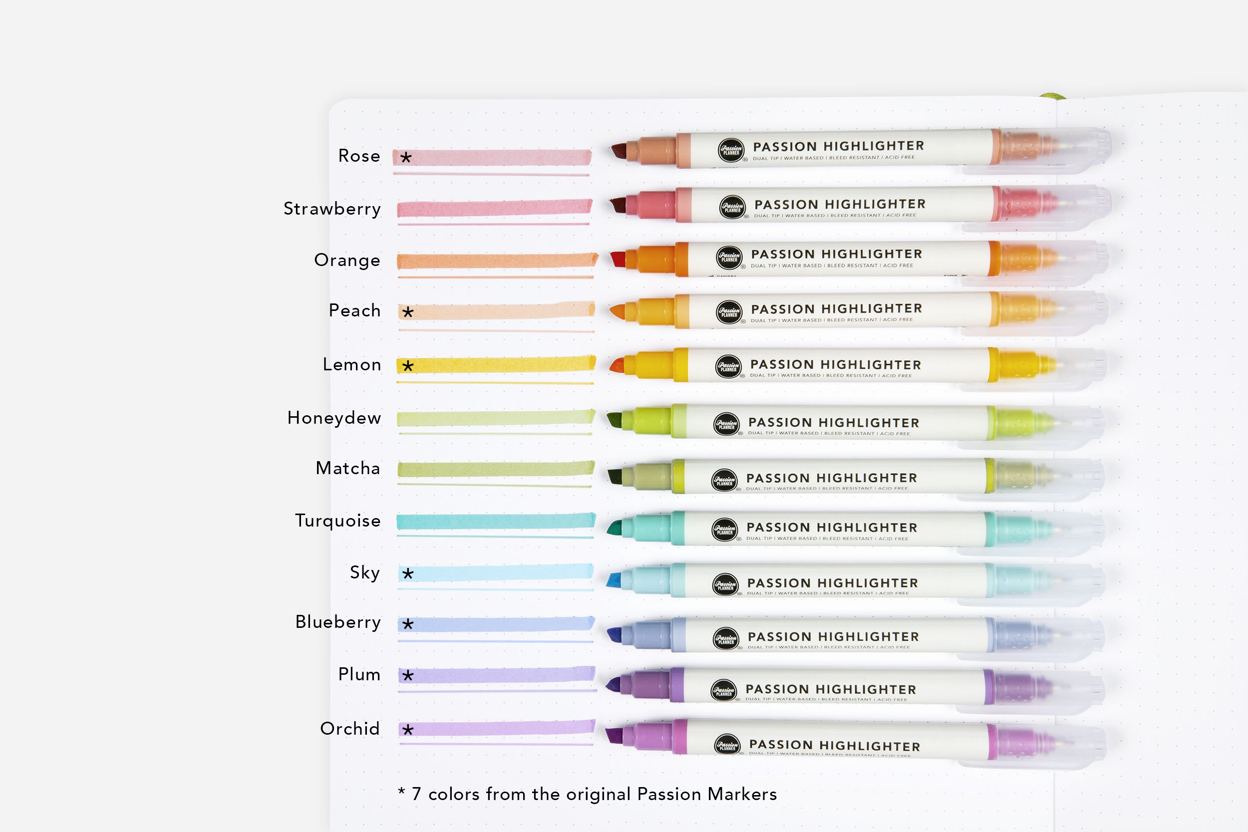 Fruit for Thought 2025-2026 Weekly Mid-Year Planner Bundle 11 Passion Highlighters - Essentials (12-pack)
