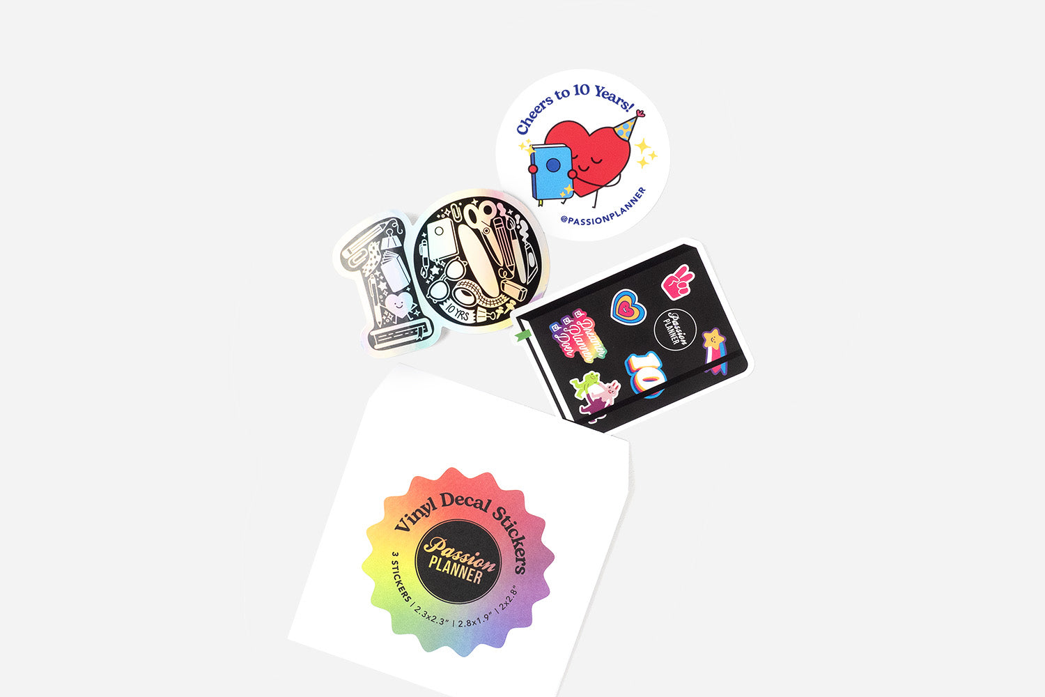 10-Year Anniversary Vinyl Decal Stickers - Set of 3