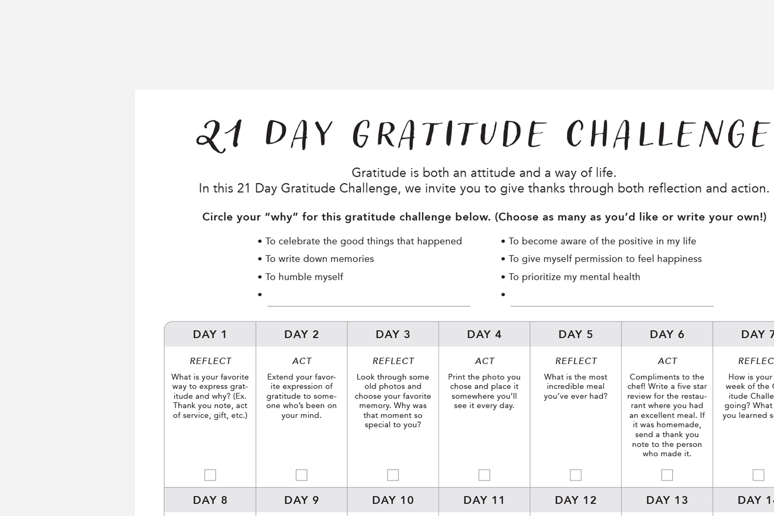 21 Day Gratitude Challenge
