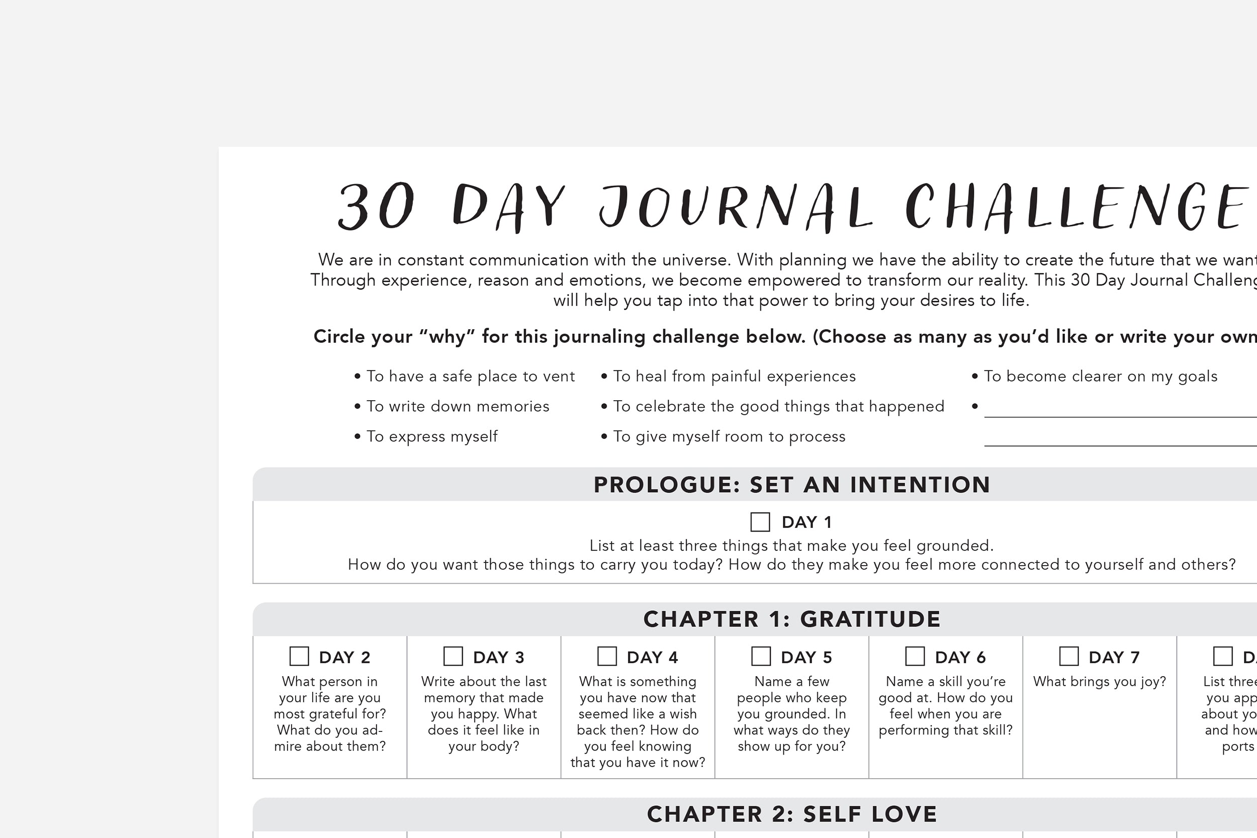 30 Day Journal Challenge
