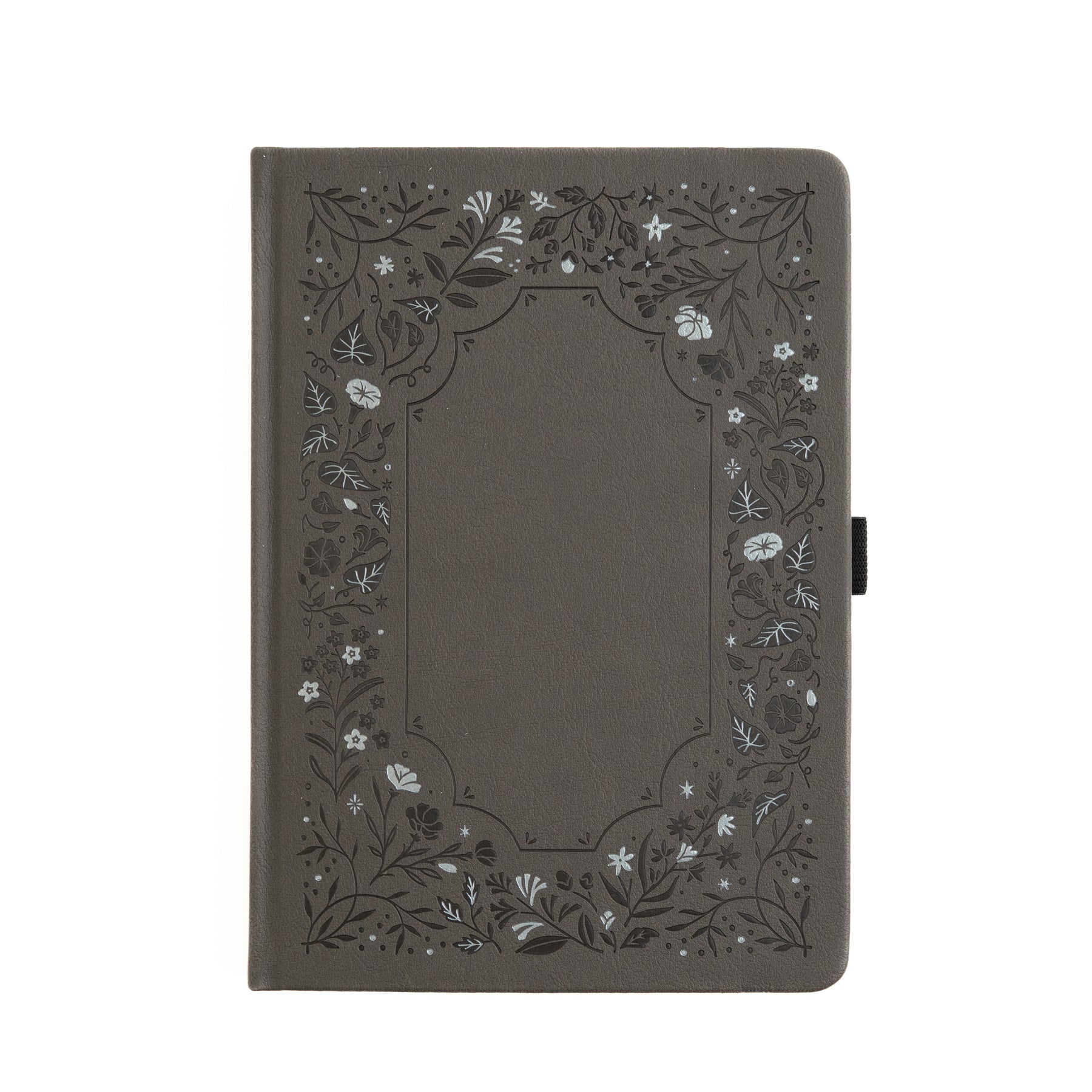 A5 Midnight Floral in Gray: Dot Grid Notebook