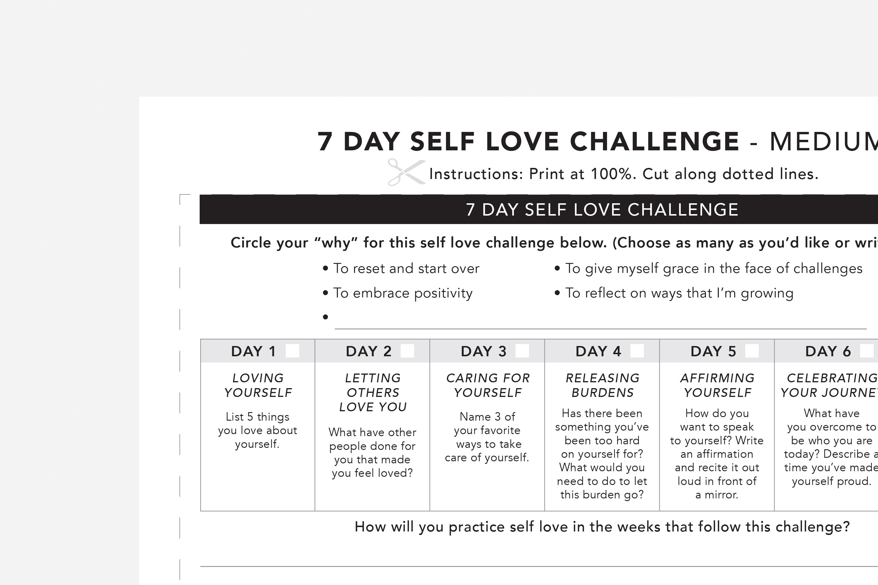 7 Day Self Love Challenge