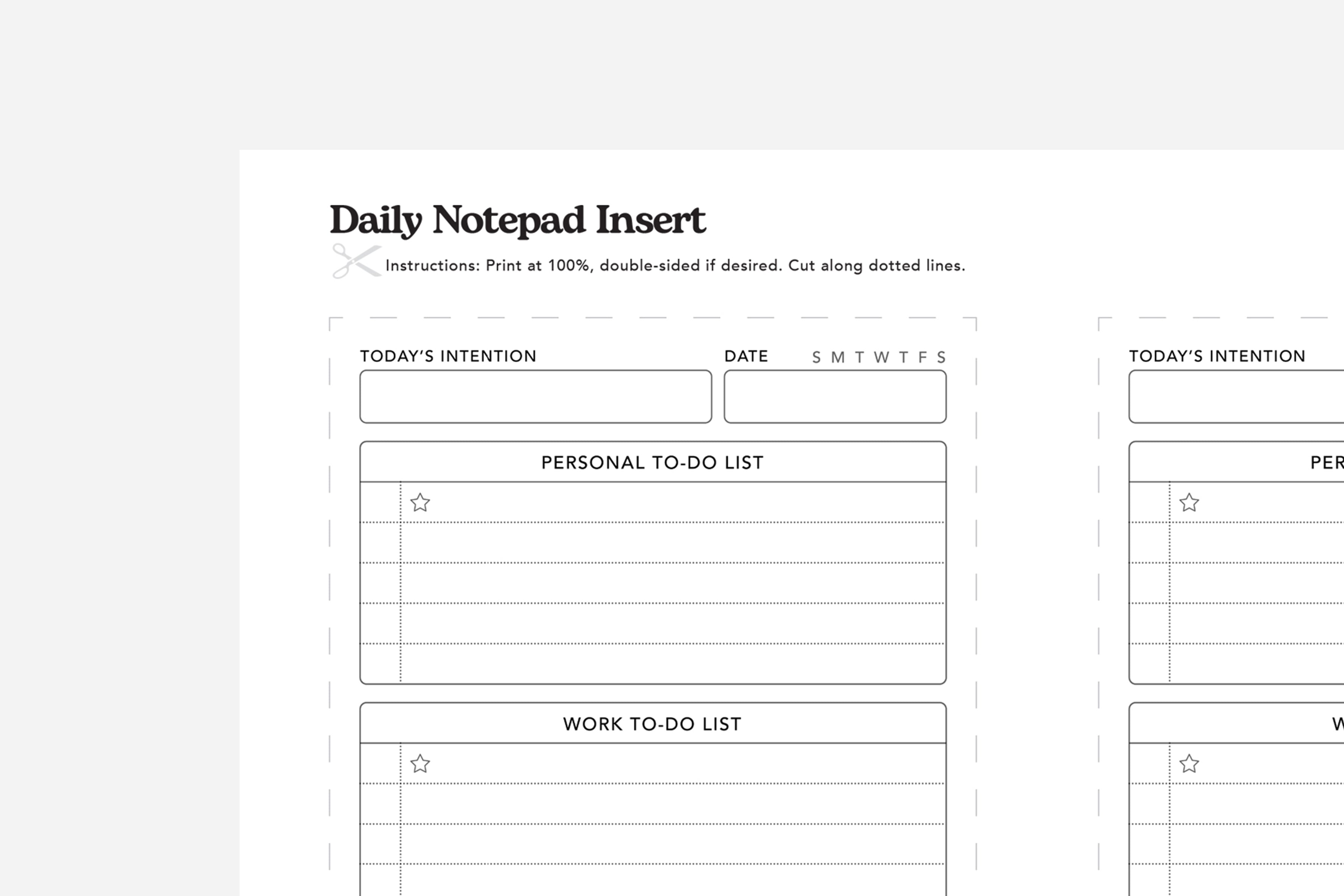 Daily Notepad Insert Sample PDF