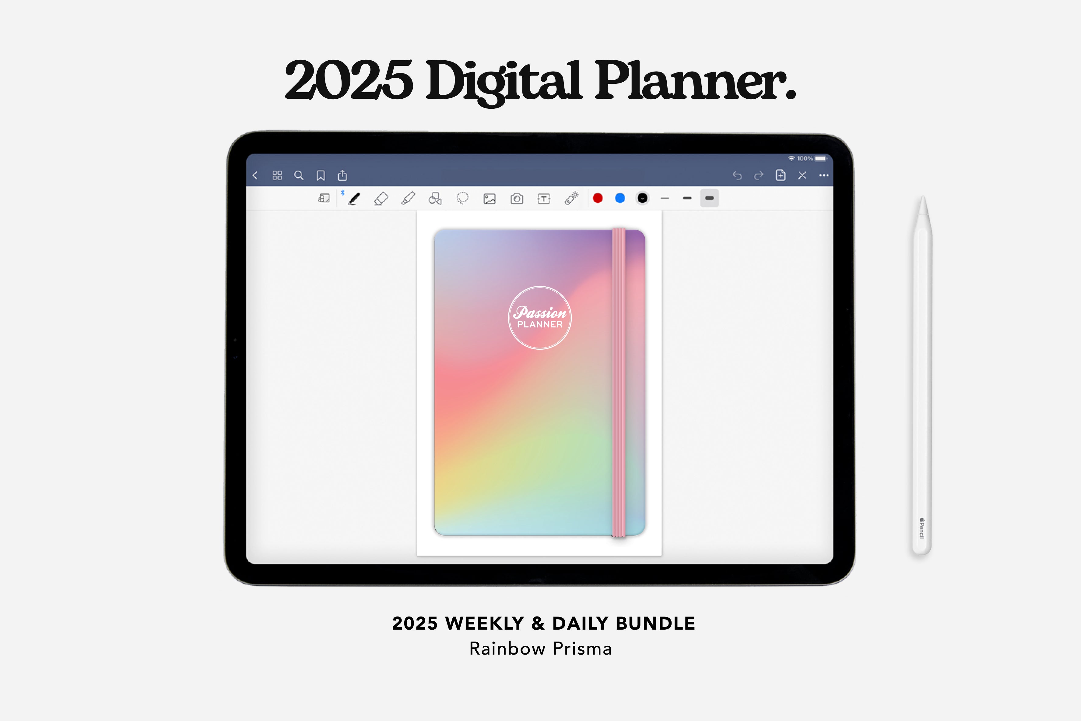 Digital Planner - 2025 Weekly & Daily- Rainbow Prisma Bundle