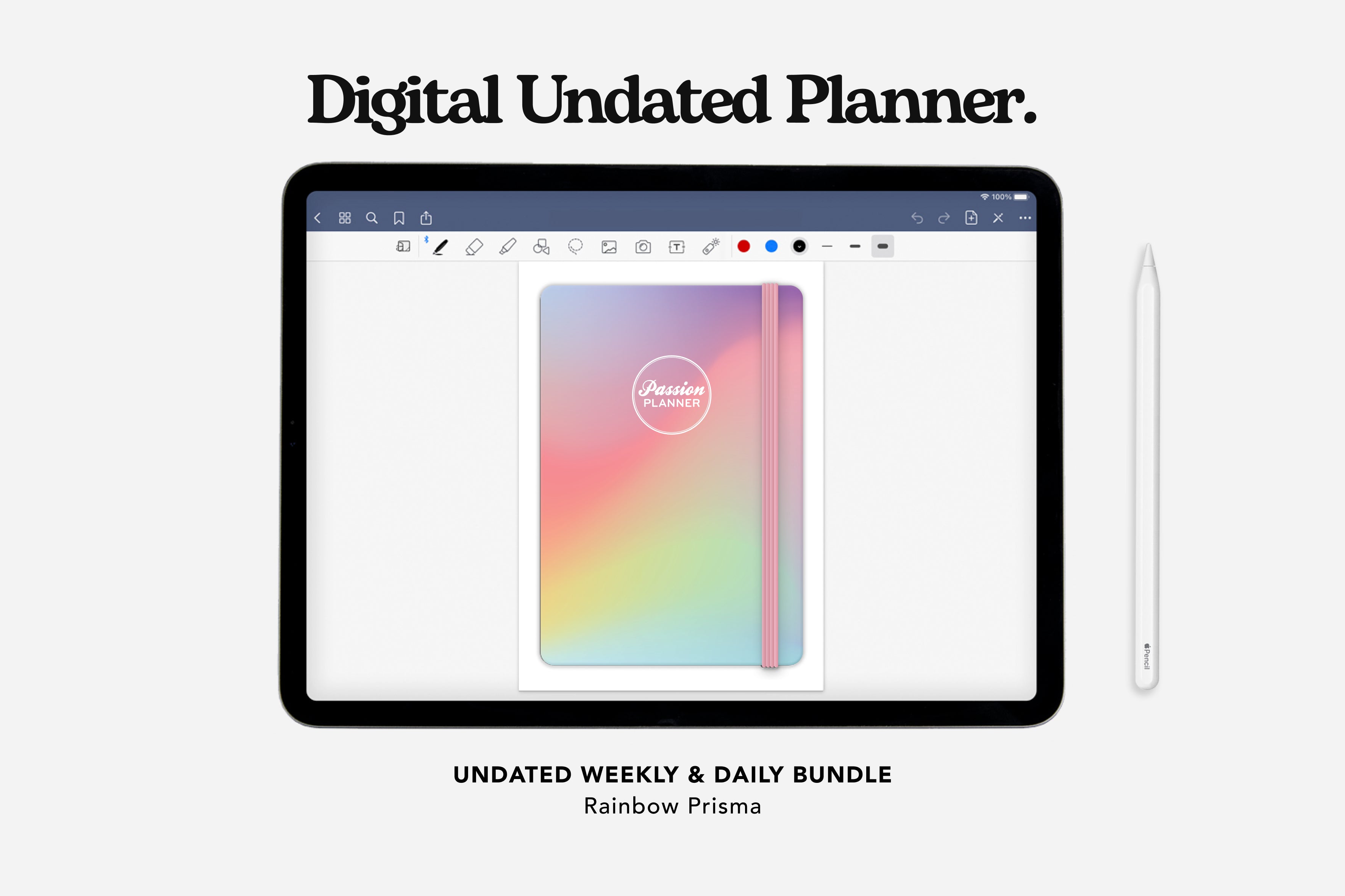 Digital Planner - Undated Weekly & Daily - Rainbow Prisma Bundle
