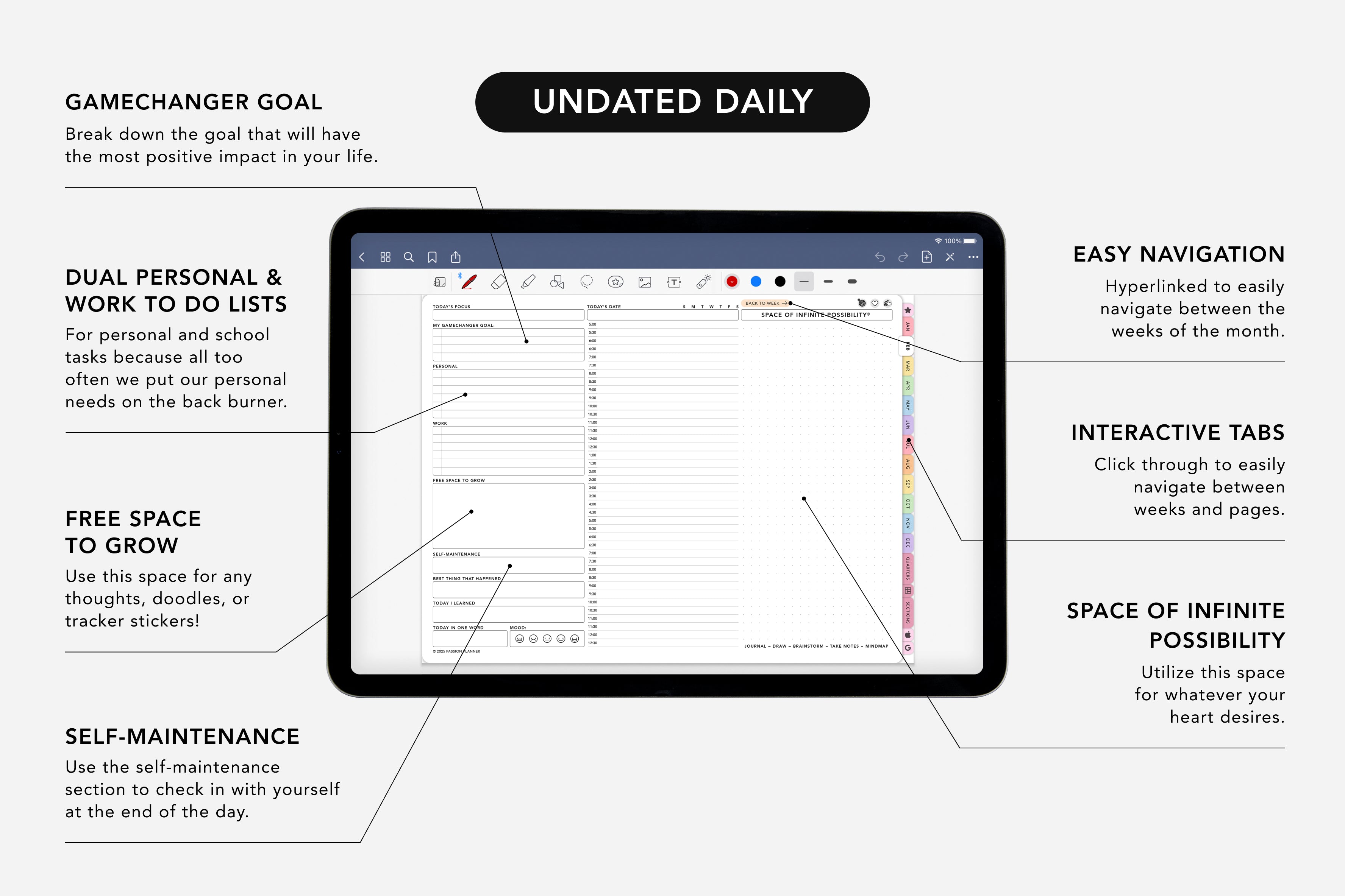 Digital Planner - Undated Weekly & Daily - Rainbow Prisma Bundle 3 Digital Planner - Undated Weekly & Daily - Rainbow Prisma Bundle