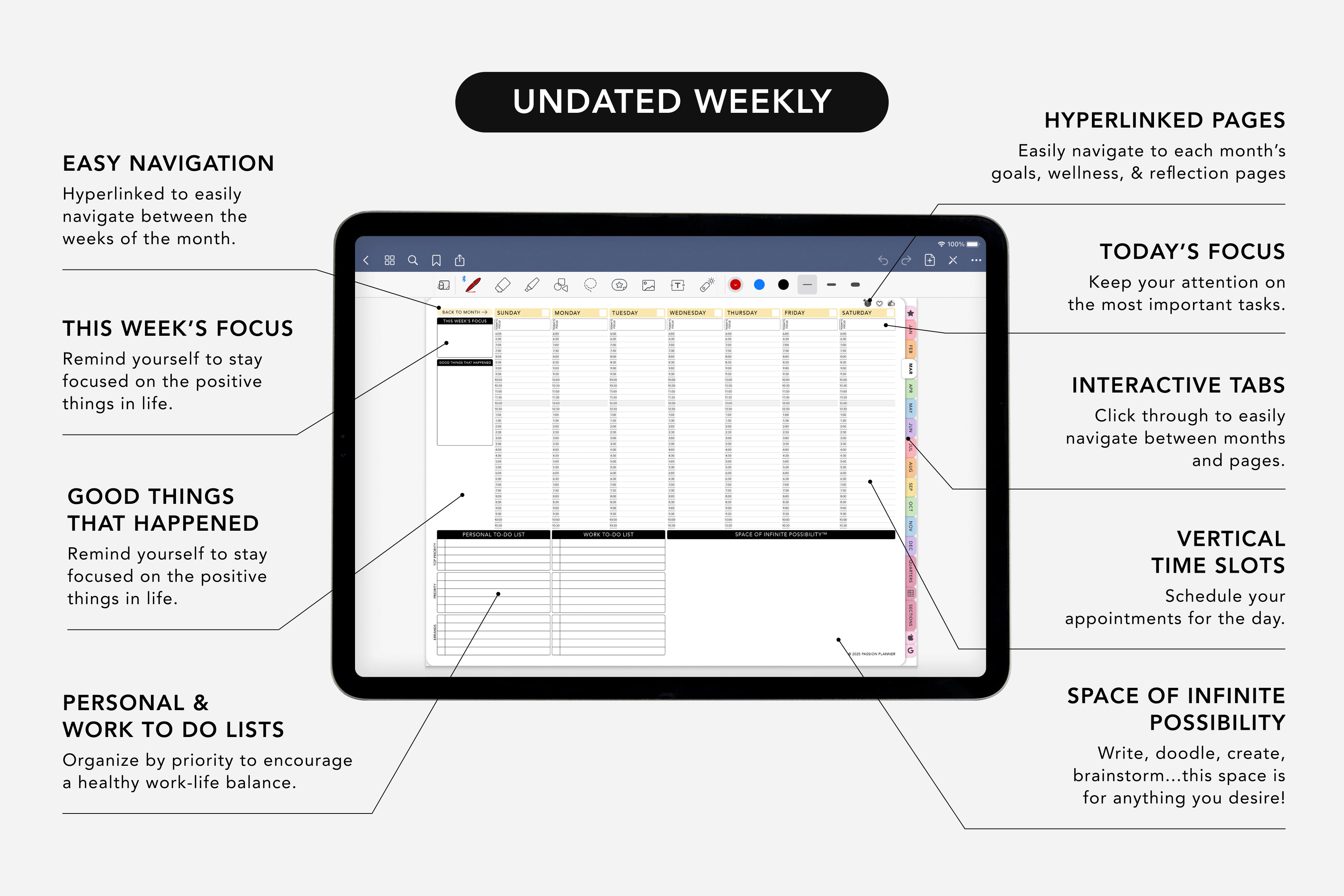 Digital Planner - Undated Weekly & Daily - Rainbow Prisma Bundle 4 Digital Planner - Undated Weekly & Daily - Rainbow Prisma Bundle