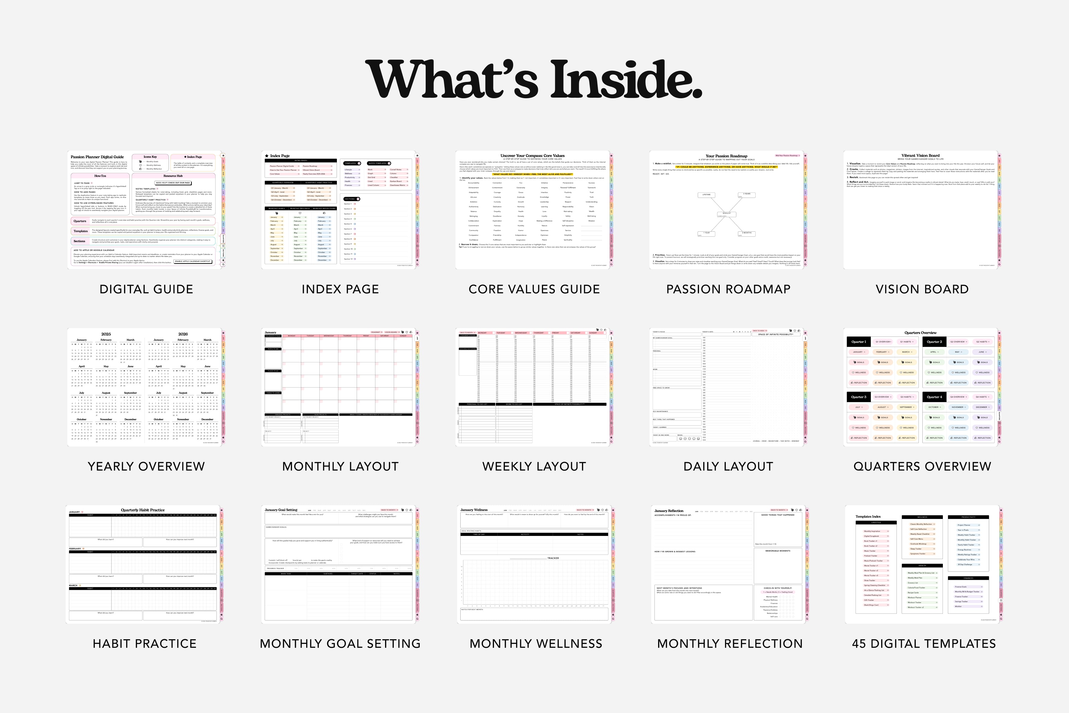 Digital Planner - Undated Weekly & Daily - Rainbow Prisma Bundle 6 Digital Planner - Undated Weekly & Daily - Rainbow Prisma Bundle