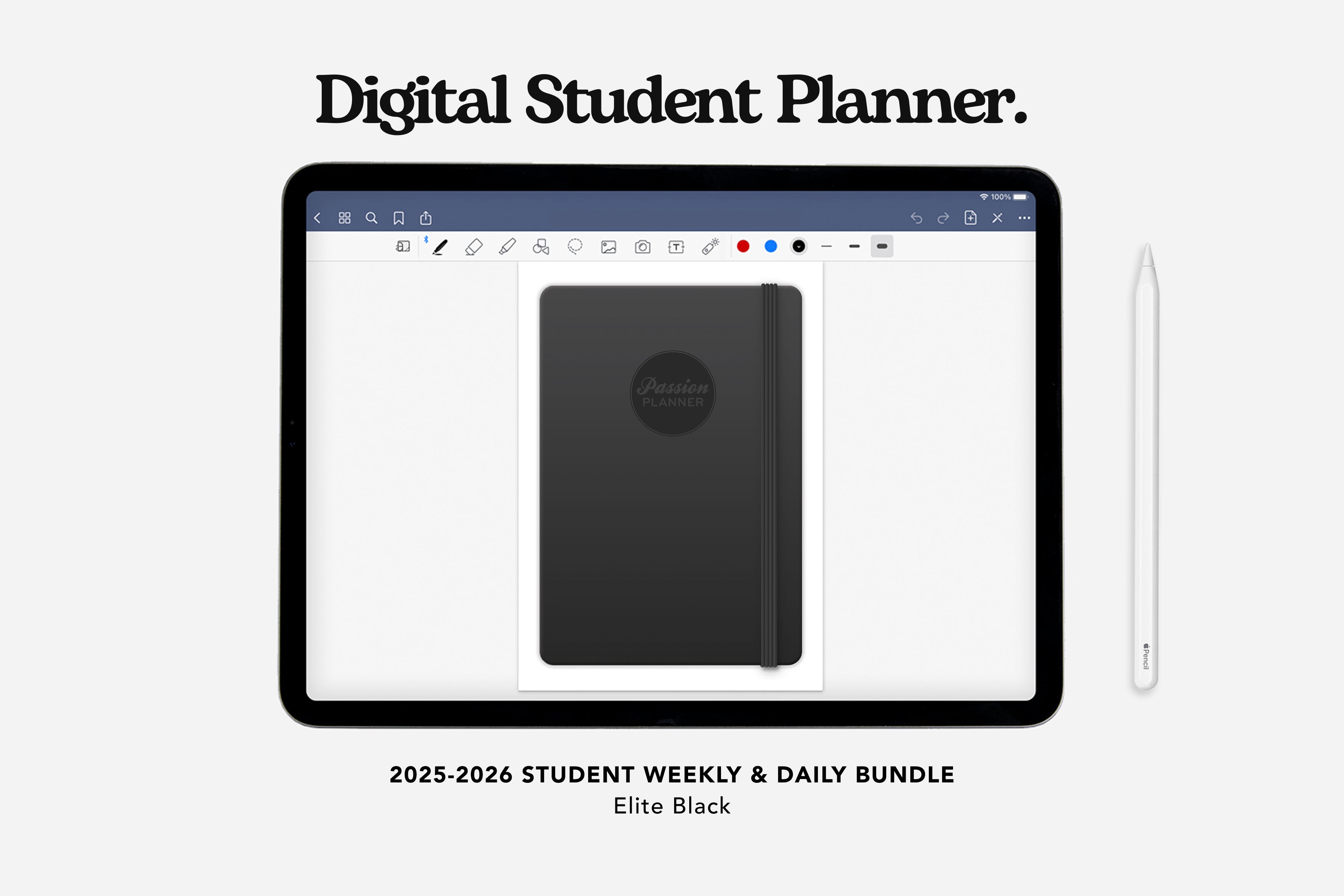 Digital Student Planner - 2025-2026 Weekly & Daily - Elite Black Bundle