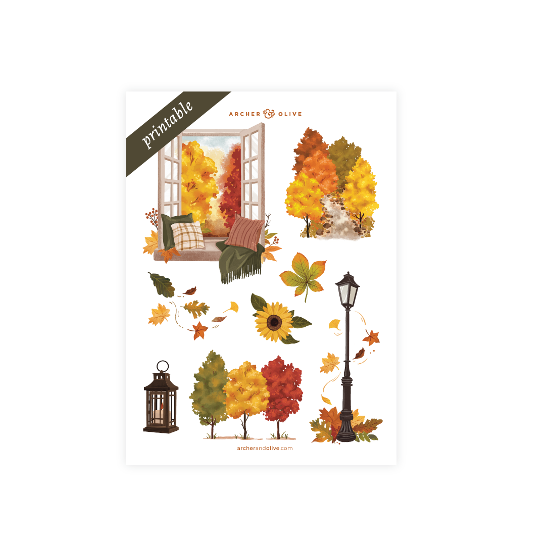 Swirling Leaves: Printable Stickers 1 Swirling Leaves: Printable Stickers