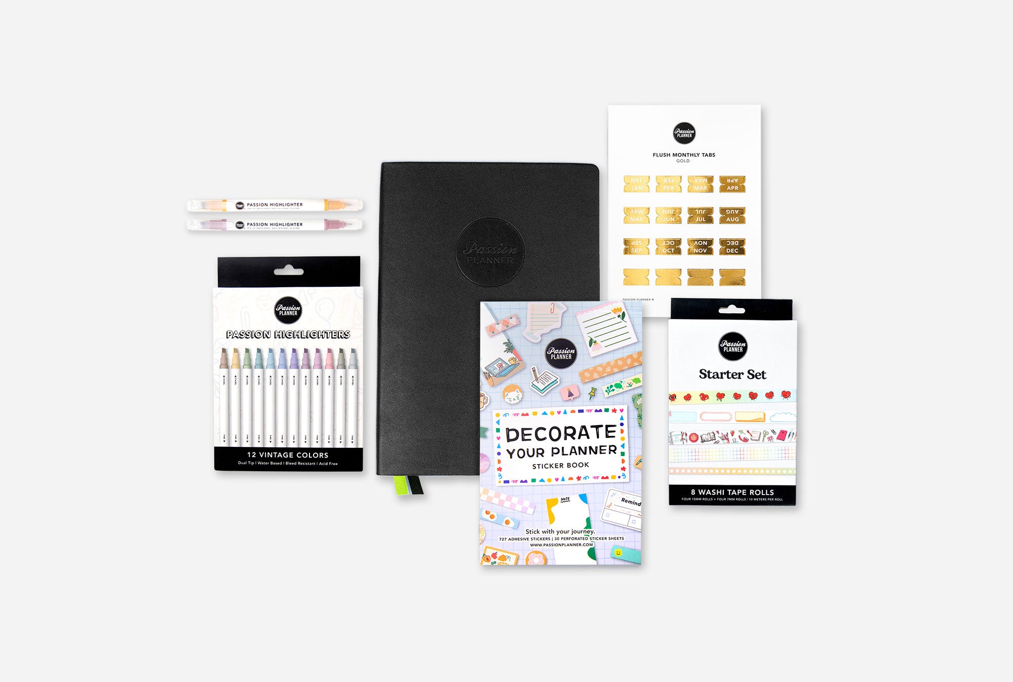 Elite Black 2025-2026 Weekly Mid-Year Planner Bundle