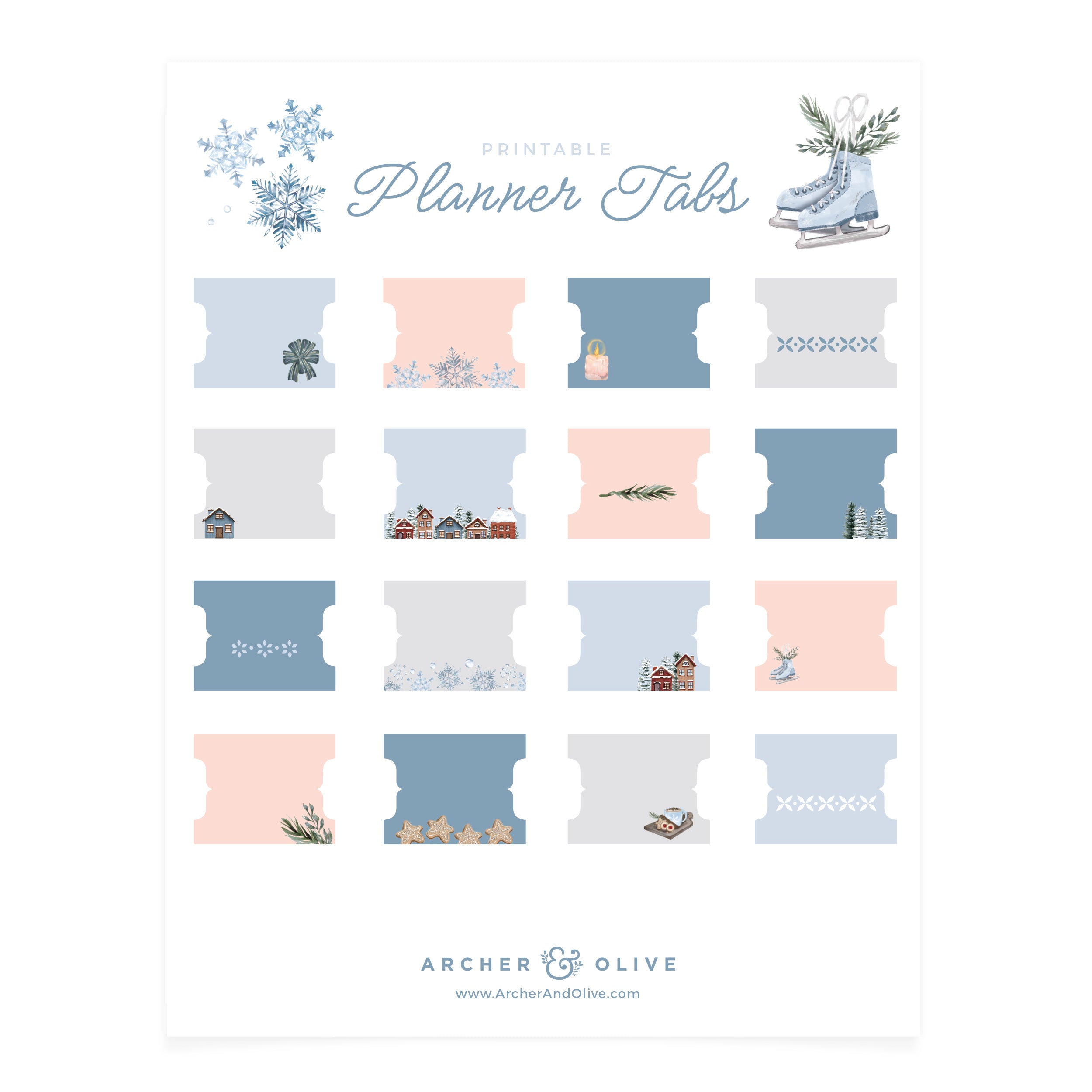 Snowflake Storybook Printable Planner Tabs 1 Snowflake Storybook Printable Planner Tabs
