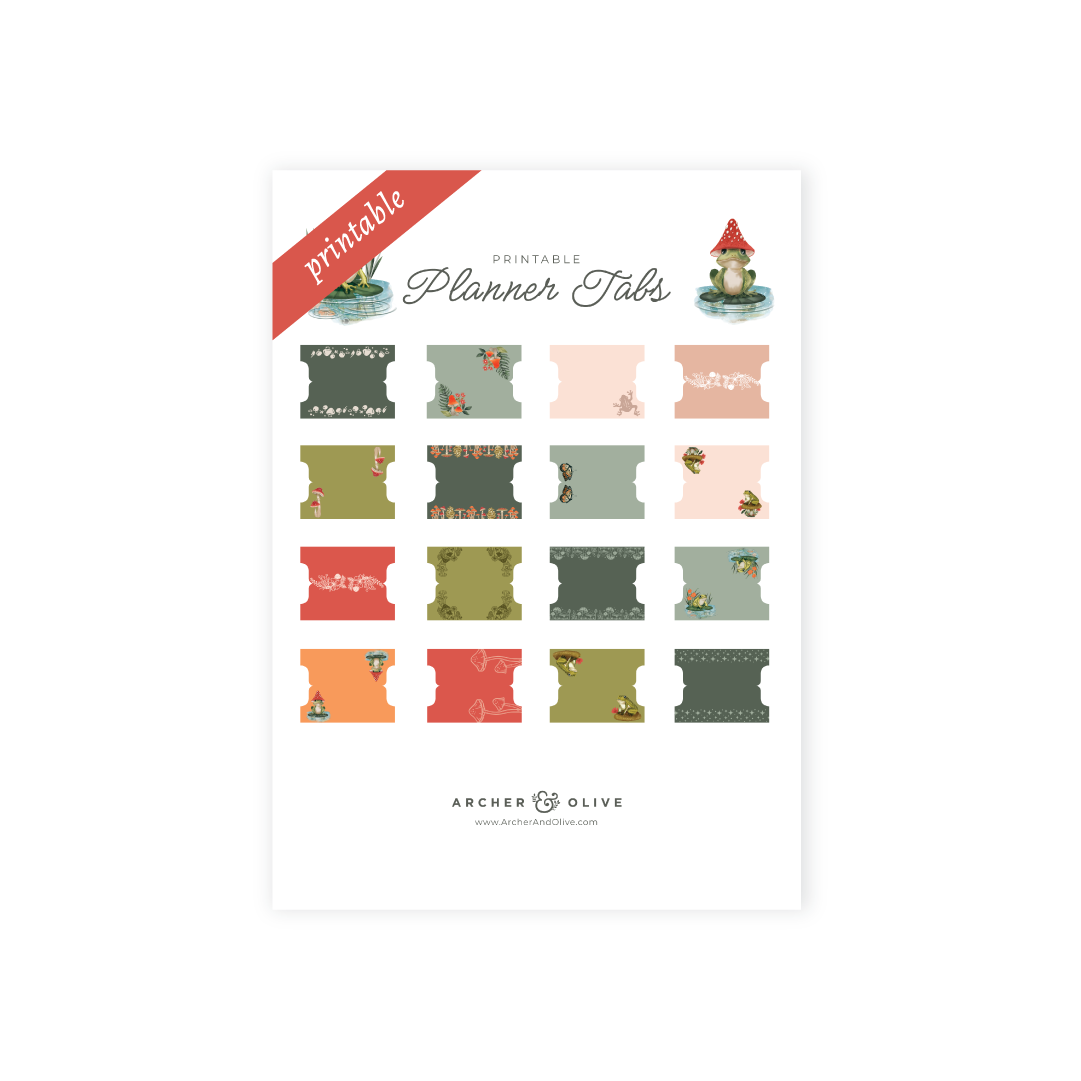 Mushroom Monarch: Printable Planner Tabs 1 Mushroom Monarch: Printable Planner Tabs