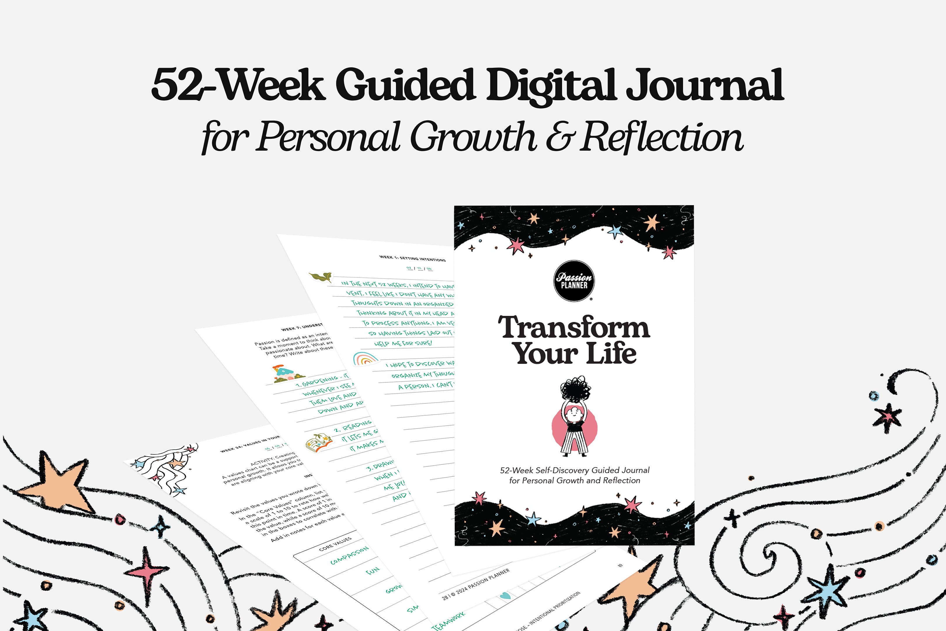 Transform Your Life: 52-Week Guided Digital Journal for Personal Growth and Reflection