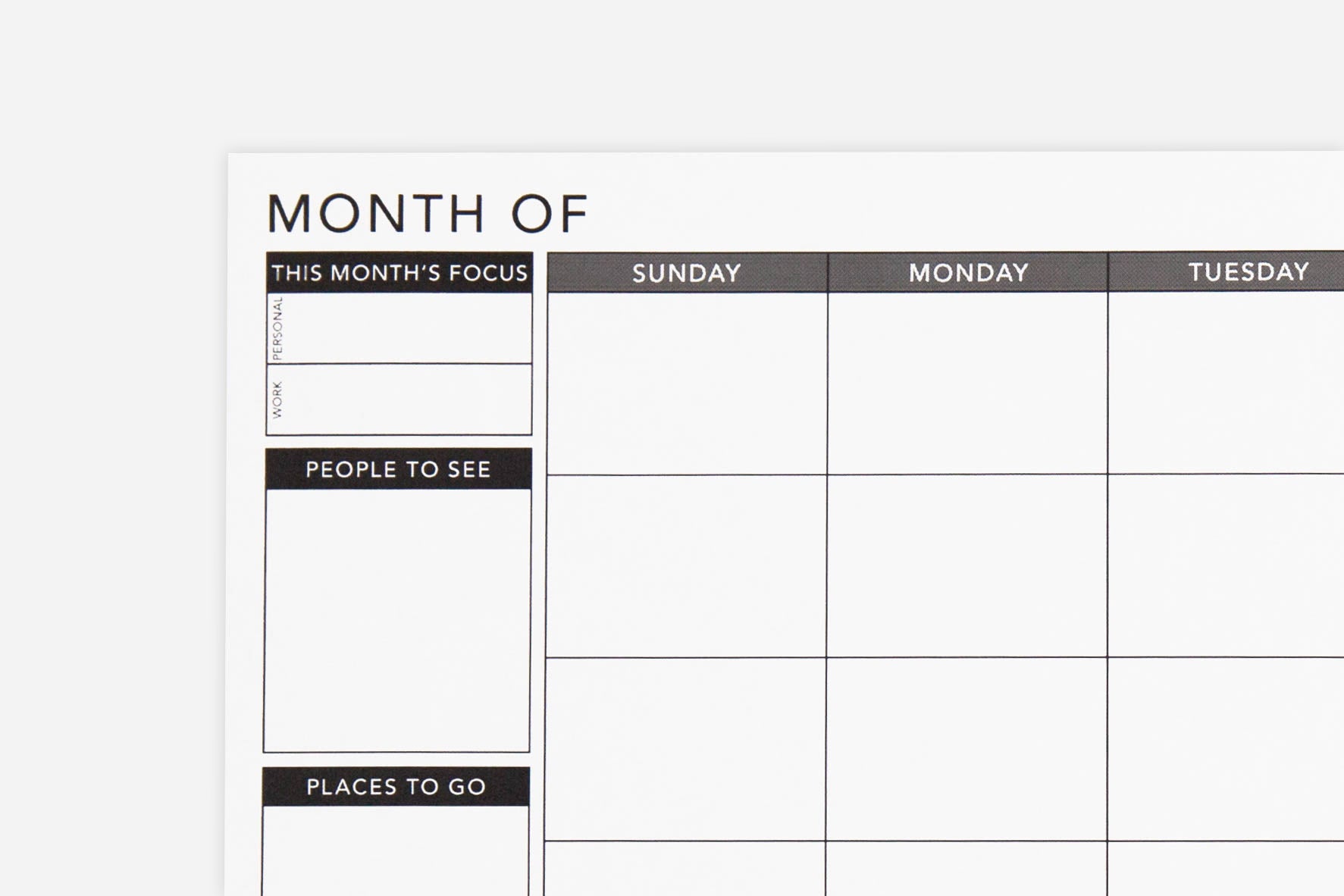 Undated Monthly Layout
