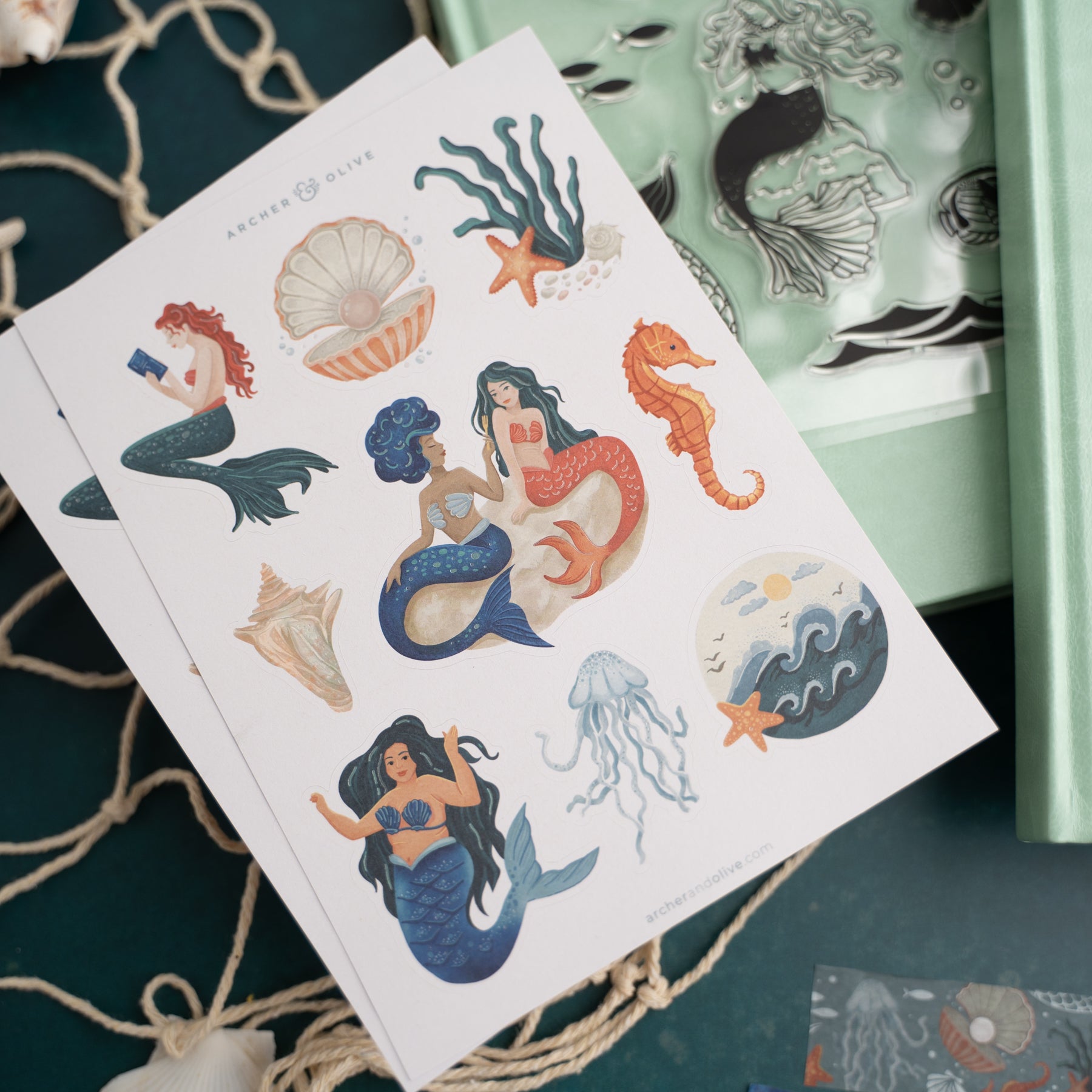 Vintage Mermaid Stickers 2 Vintage Mermaid Stickers